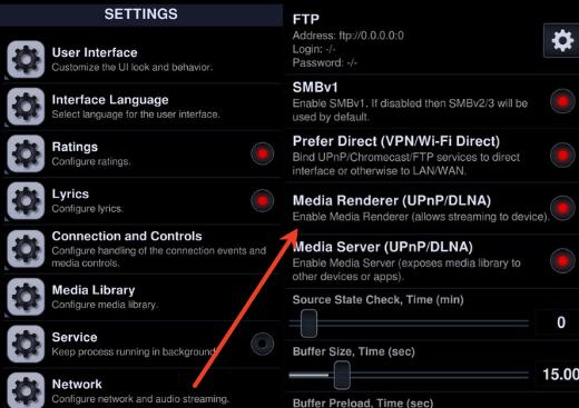 neutron music player renderers settings for tidal