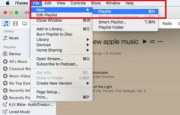 create new playlist in itunes for saving local apple music files
