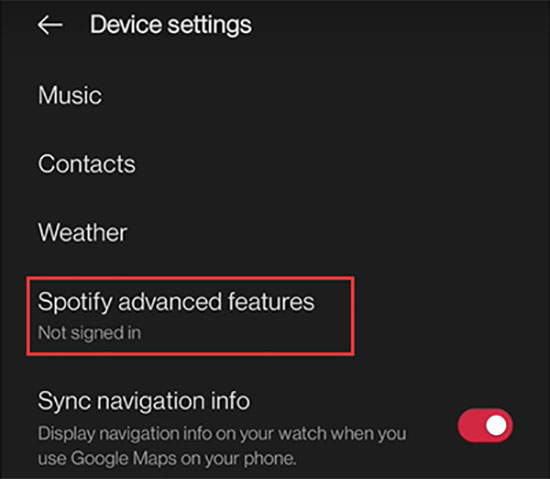 oneplus watch spotify music mode