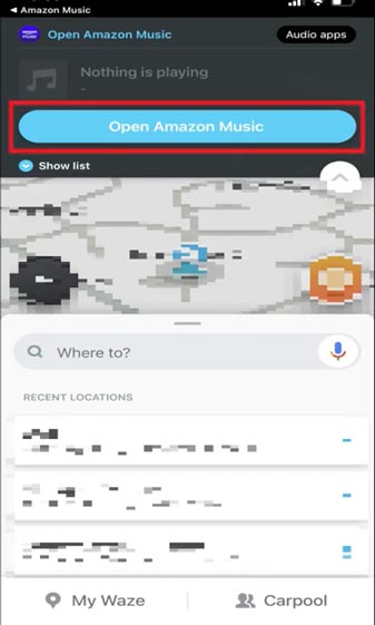 open amazon music on waze