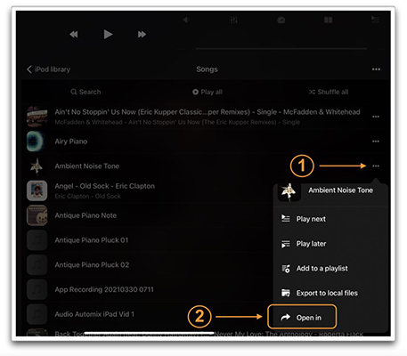 open spotify music files in files app on ios device