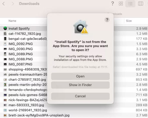 open spotify app installation file on mac