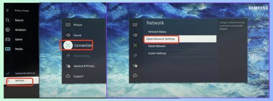 open wifi on samsung tv