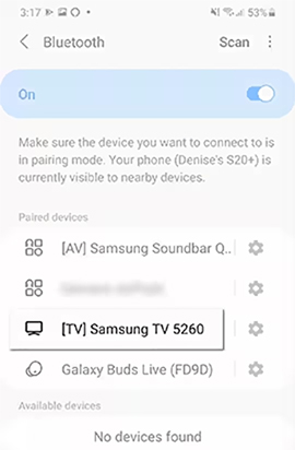 connect samsung tv to phone via bluetooth