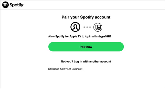 pair your spotify account to apple tv