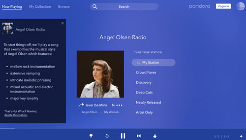 pandora desktop app interface