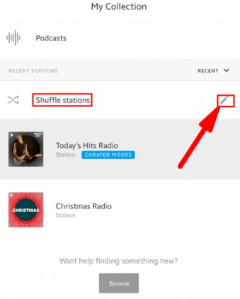 pandora shuffle setting icon on mobile