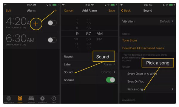 pick apple song as iphone alarm