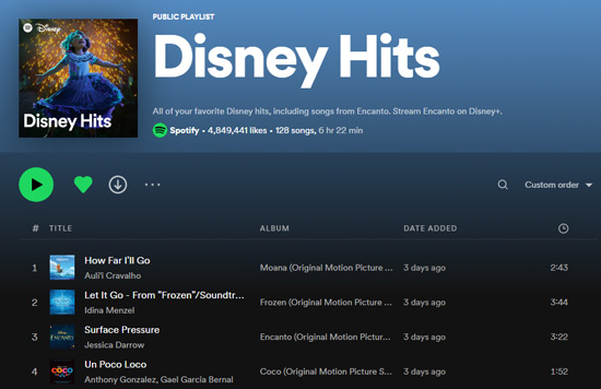 play disney hits on spotify computer