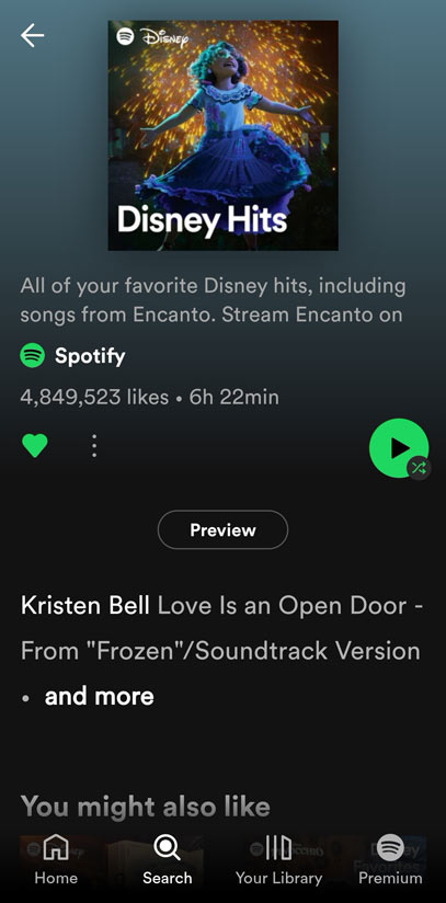 play disney hits on spotify mobile