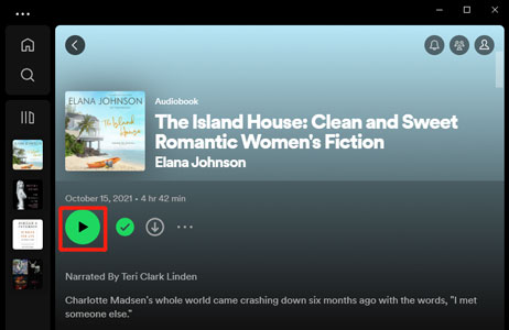 spotify audiobooks play button