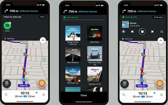 play spotify on waze app