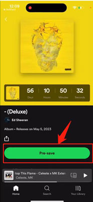 pre save spotify songs via countdown page