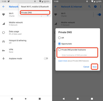 unblcok spotify by change mobile dns server