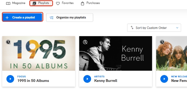 qobuz web create a playlist