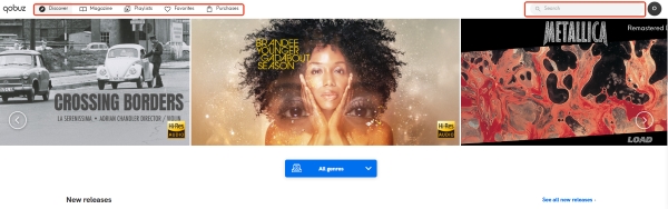qobuz web player home screen