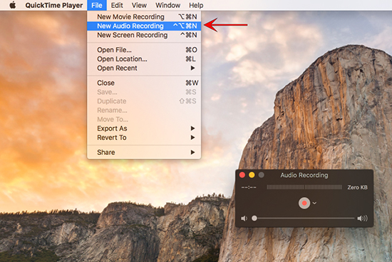 quicktime audio recording