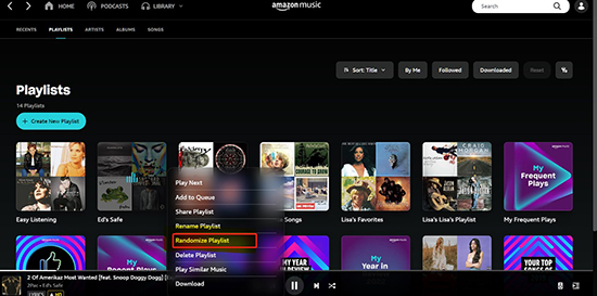 randomize amazon music playlist