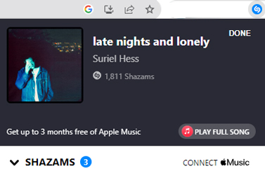 recognize audio with shazam extension