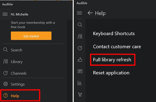refresh library on windows to fix audible book not showing up