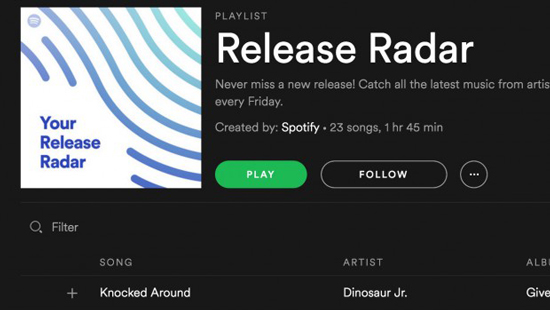 release radar spotify plugin