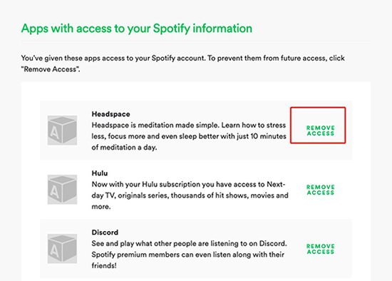 remove apps access from spotify to fix spotify logged me out
