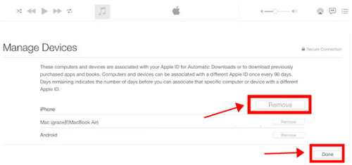 log out apple music everywhere by removing device in itunes