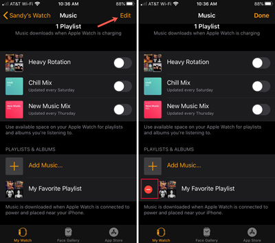 remove music from apple watch on iphone