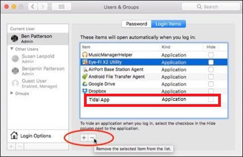 disable tidal autostart on mac