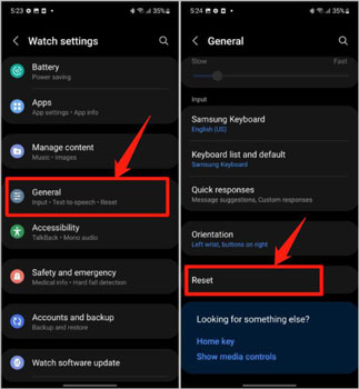 reset galaxy watch in galaxy wearable app