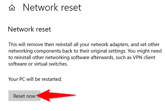 reset network to fix something wrong with spotify on pc