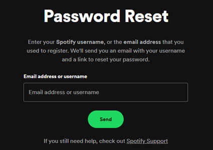 reset spotify password