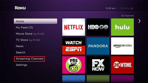 go to streaming channel on roku