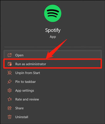 run spotify app as administrator on windows