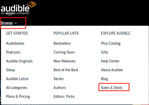 audible browse on website