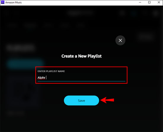 save new amazon music playlist desktop