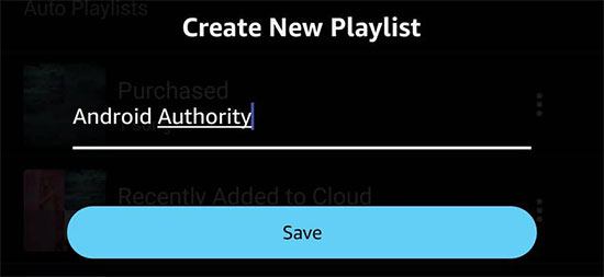 save new amazon music playlist mobile