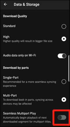 change download by part settings on mobile