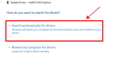 search for graphics card driver automatically