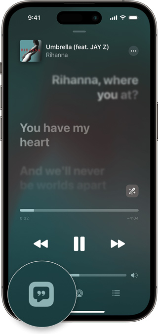 see lyrics on apple music mobile app