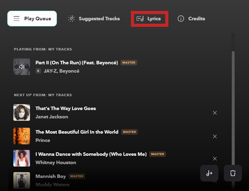 how to get lyrics on tidal desktop