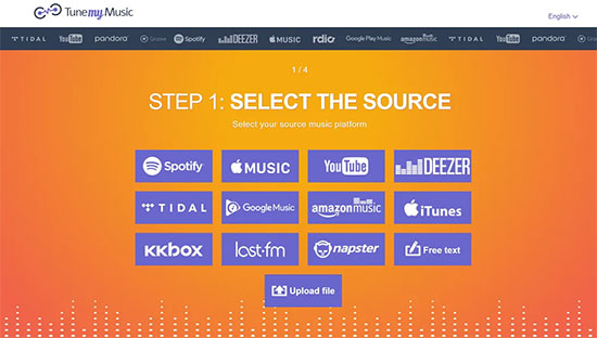 select spotify as source tunemymusic