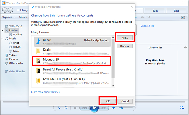 transfer audible books to windows media player