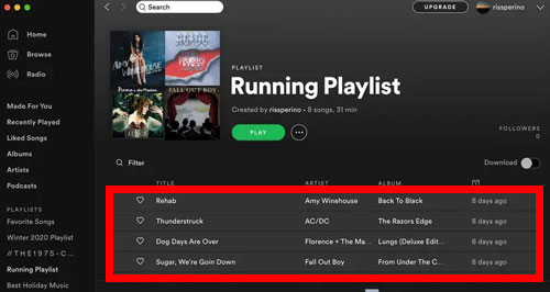 choose songs in a spotify playlist on mac