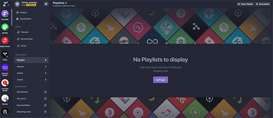 select spotify as source platform on soundiiz