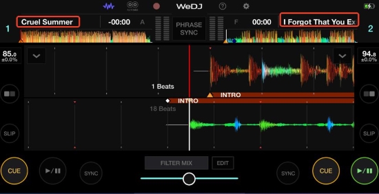 select tidal tracks on wedj
