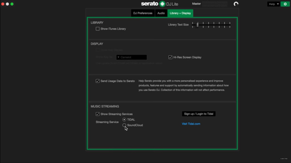 set tidal as streaming service on serato
