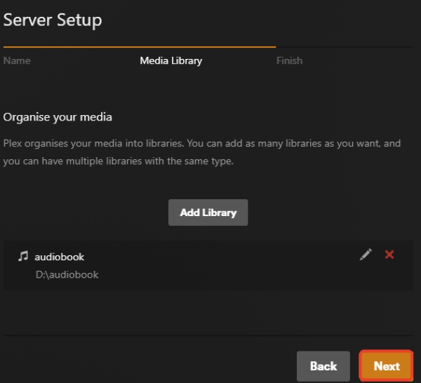 final step to add folder on plex