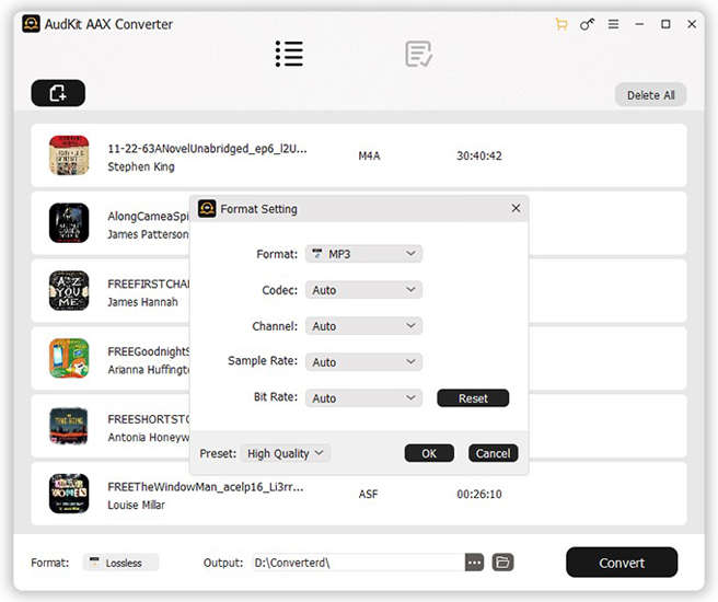 adjust mp3 as the output audible format