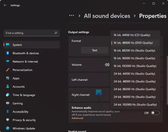 set default audio format for spotify on windows